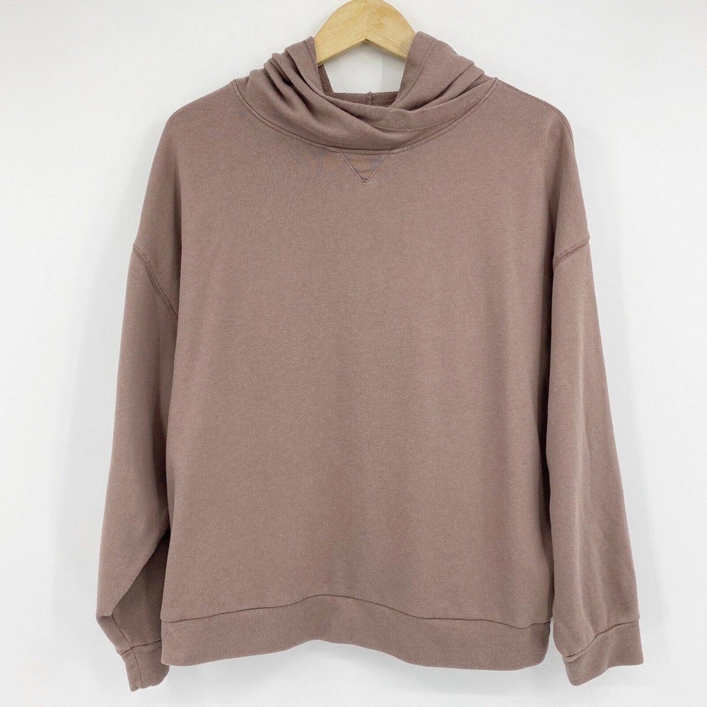 Fabletics Brisa Terry Pullover Hoodie Sweatshirt Sable Brown Sz L